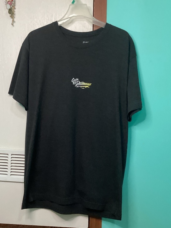 Morpho Tops - Black Short Sleeve Graphic Tee with Costa Rica Accent